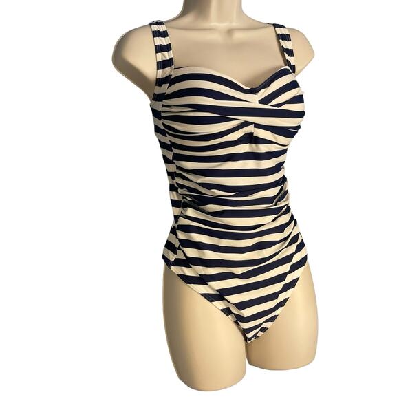 Bond Eye Australia One Piece Maillot Swimsuit US 10 D/DD White Navy Striped - Picture 4 of 10